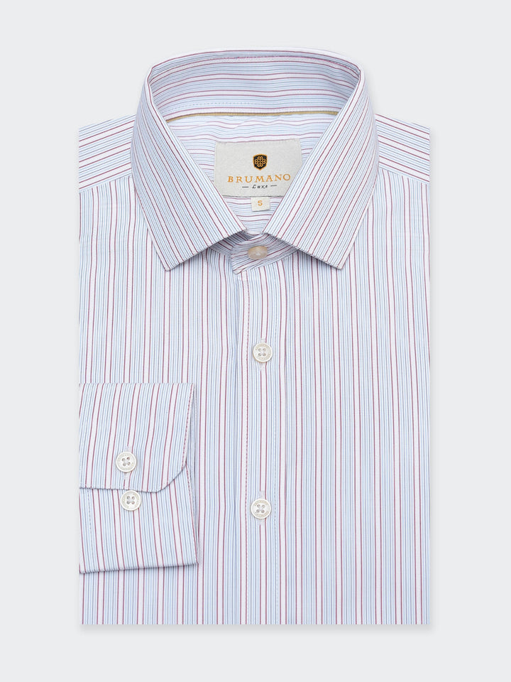 Sky Blue & Red Structured Formal Shirt - Luxe