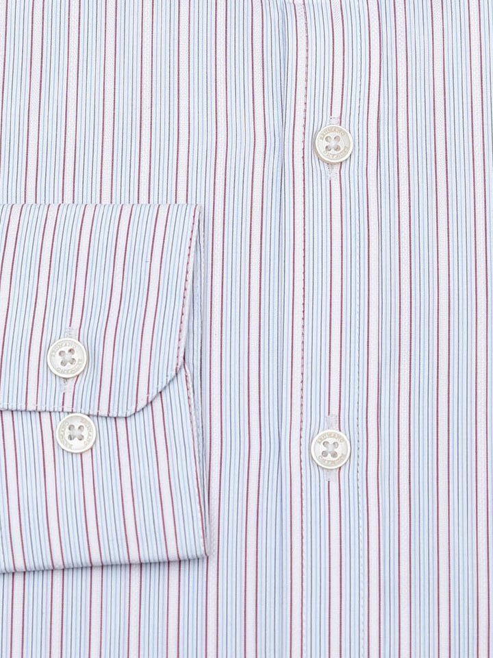 Sky Blue & Red Structured Formal Shirt - Luxe