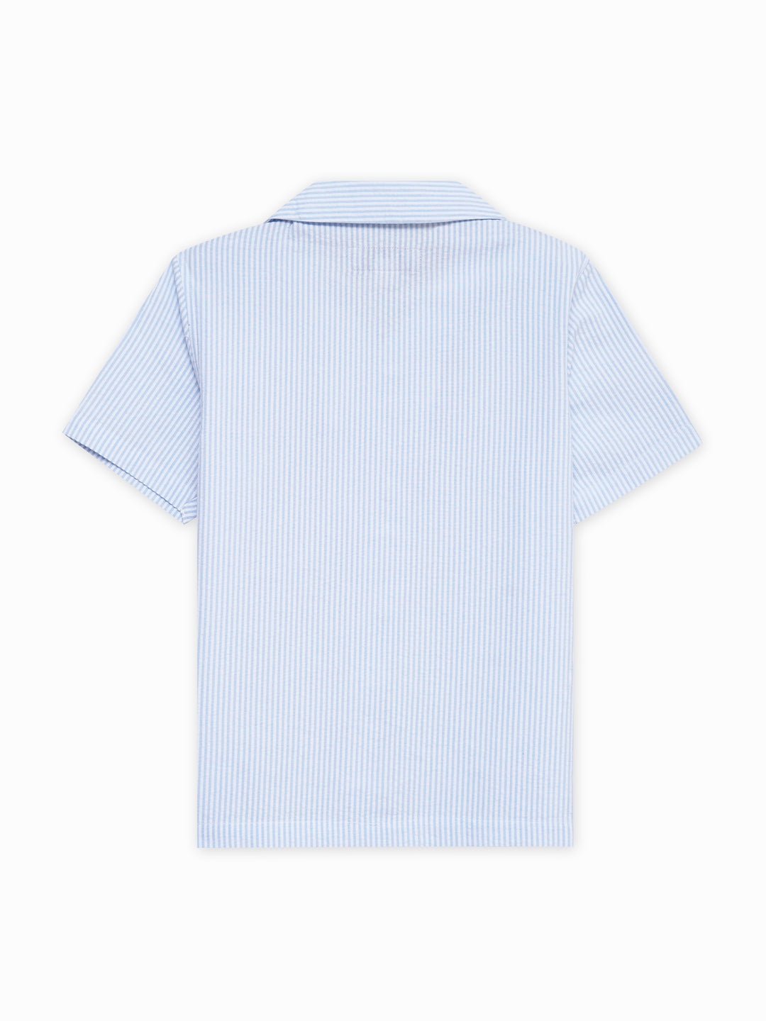 Sky Blue Seersucked Casual Cuban Collar Shirt - Junior