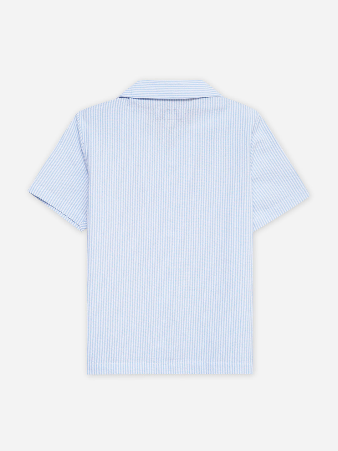 Sky Blue Seersucked Casual Cuban Collar Shirt - Junior