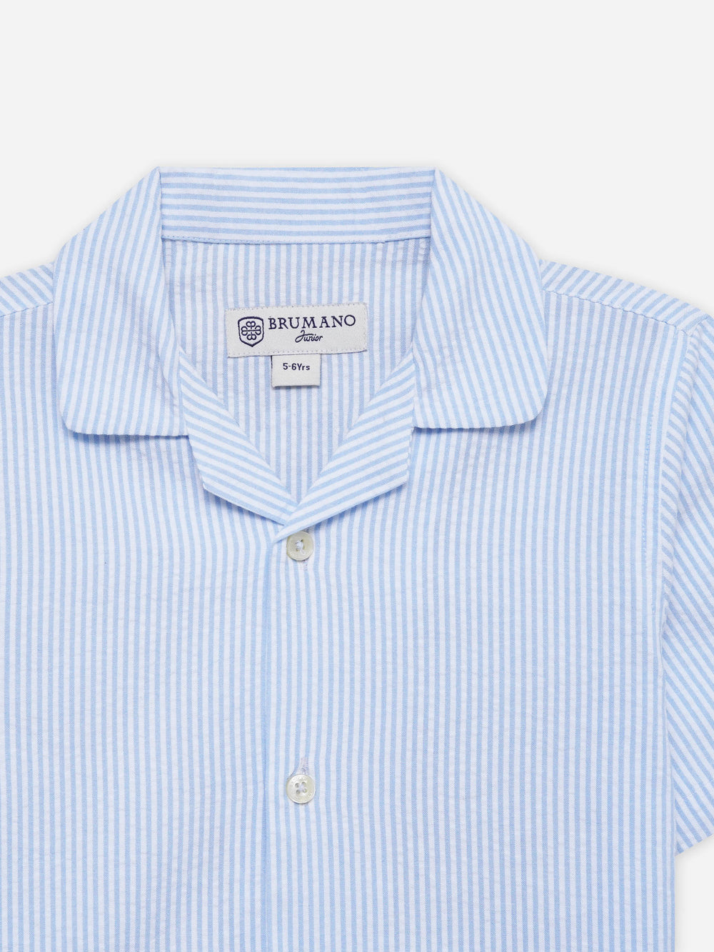 Sky Blue Seersucked Casual Cuban Collar Shirt - Junior