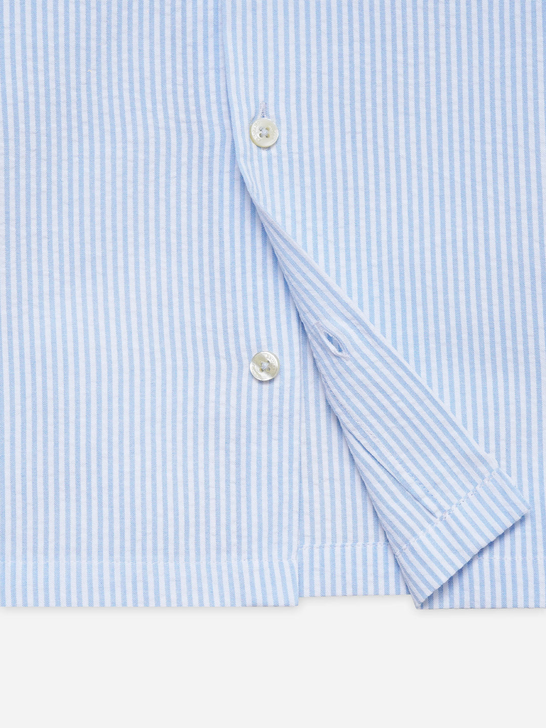 Sky Blue Seersucked Casual Cuban Collar Shirt - Junior