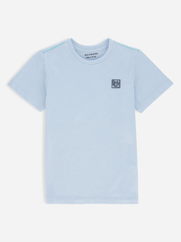 Sky Blue Basic Crew Neck Casual T-Shirt Brumano Pakistan