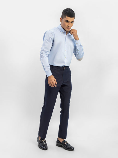 Sky Blue Button Down Shirt With Beige Elbow Patch Brumano Pakistan