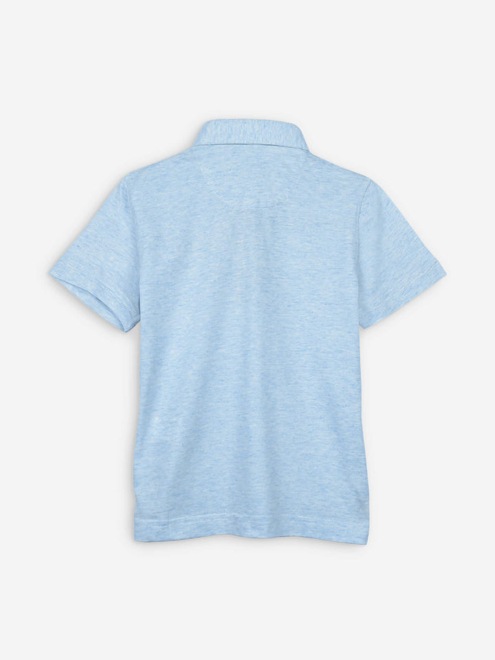 Sky Blue Casual Polo Shirt With White Detailing Bruamano Pakistan