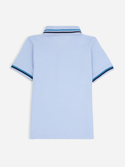 Sky Blue Contrasting Tipped Casual Pique Polo Brumano Pakistan