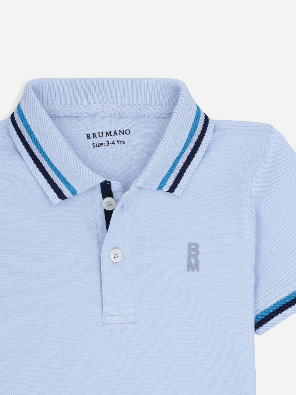 Sky Blue Contrasting Tipped Casual Pique Polo