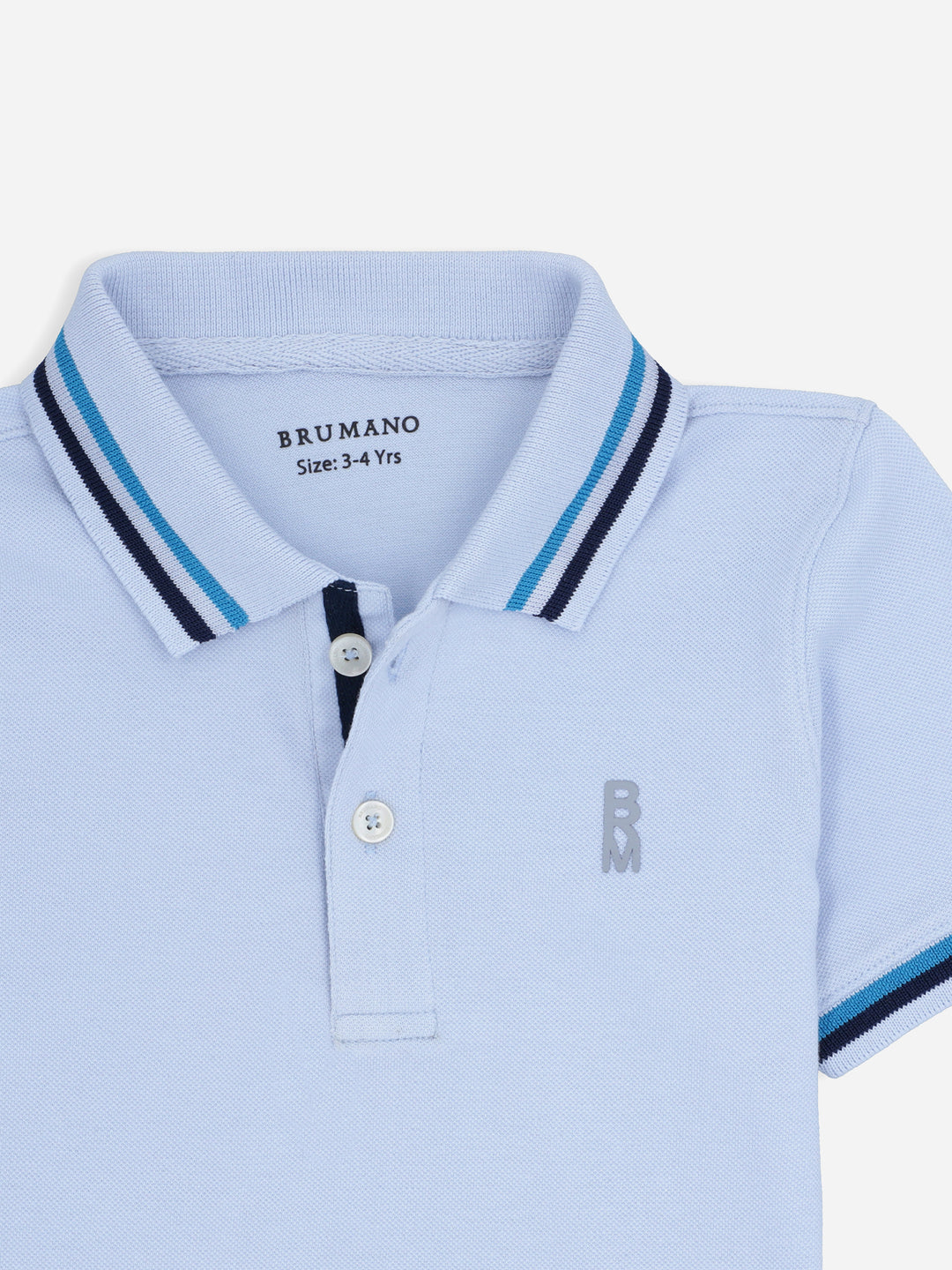 Sky Blue Contrasting Tipped Casual Pique Polo Brumano Pakistan