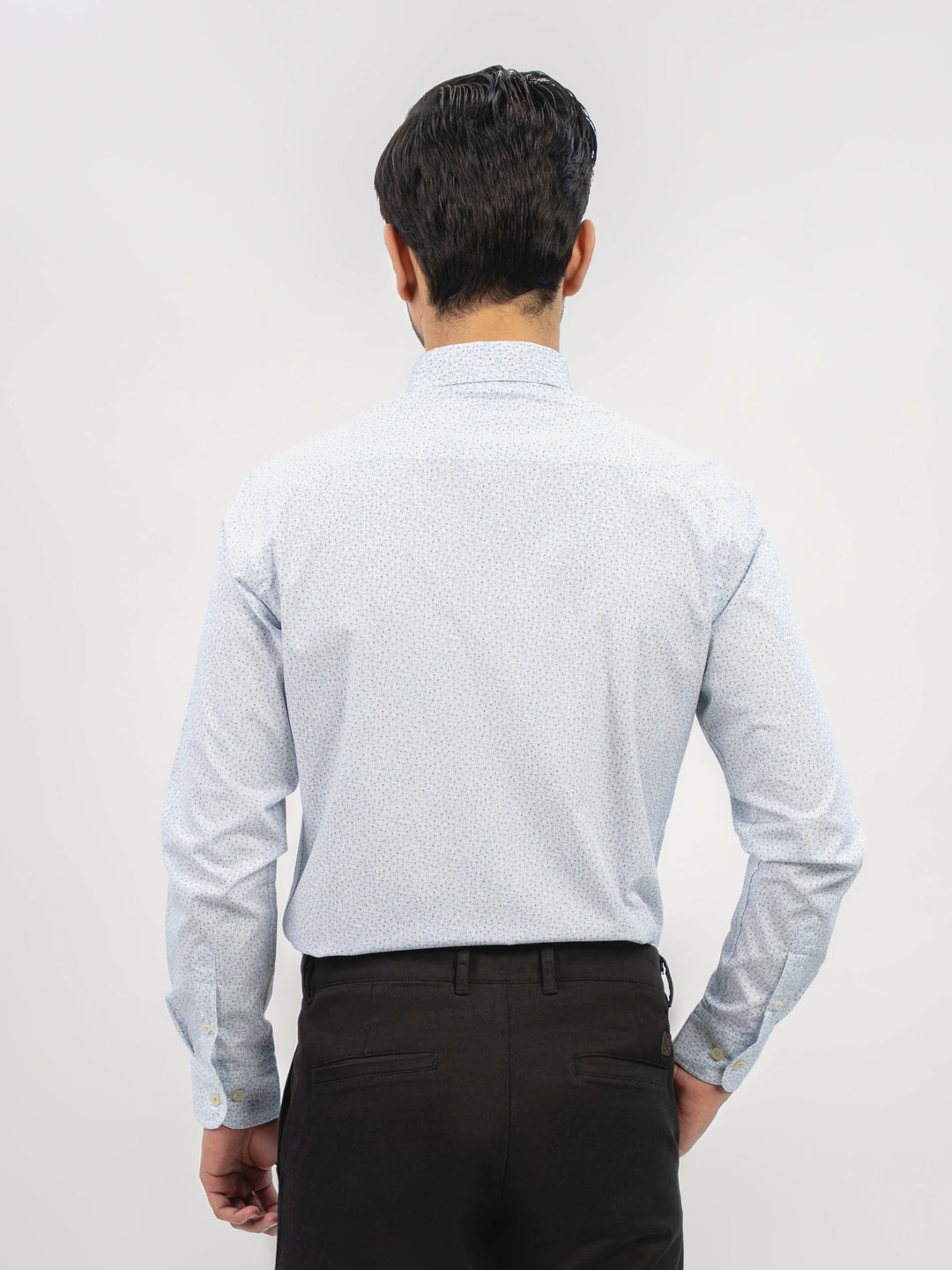 Sky Blue Floral Printed Button Down Shirt Brumano Pakistan