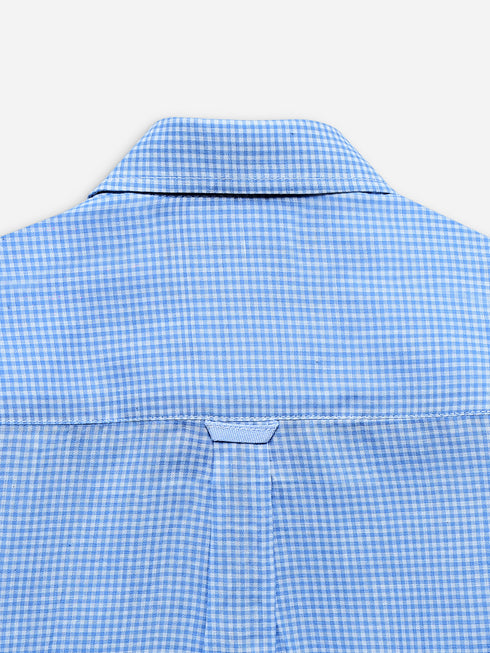 Sky Blue Gingham Button Down Casual Shirt Brumano Pakistan