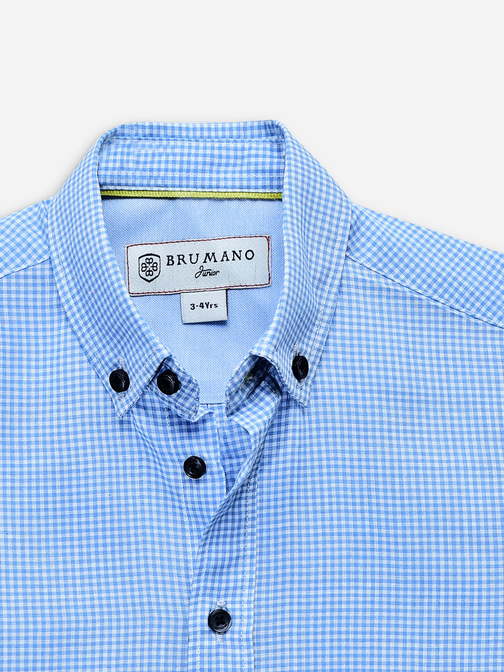 Sky blue gingham button down casual shirt brumano pakistan