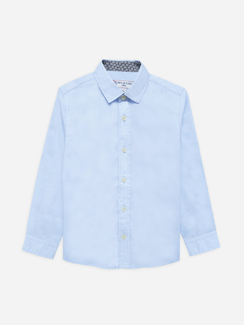 Sky Blue Satin Formal Shirt - Junior
