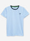 Sky Blue Striped Crew Neck T-Shirt With Contrasting Rib Brumano Pakistan