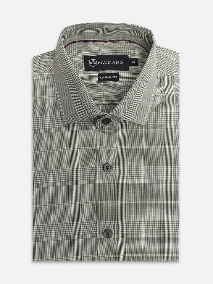 Men's smokey taupe brown tartan plaid shirt