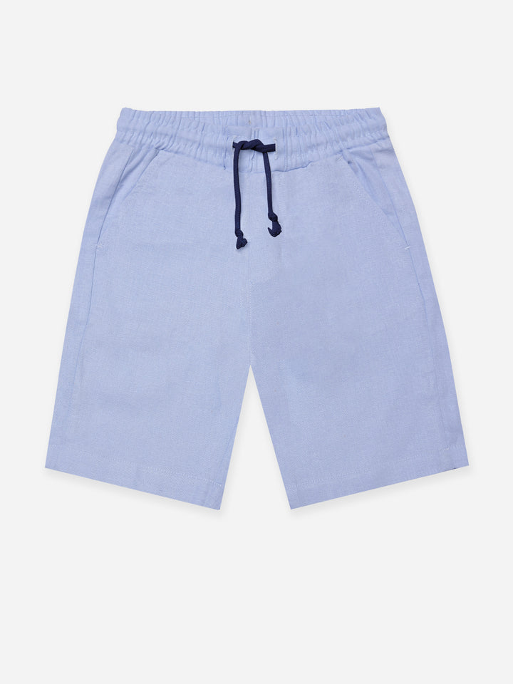 Steel Blue Linen Casual Shorts - Junior