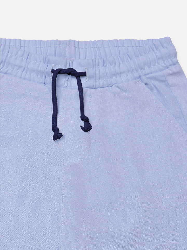 Steel Blue Linen Casual Shorts - Junior