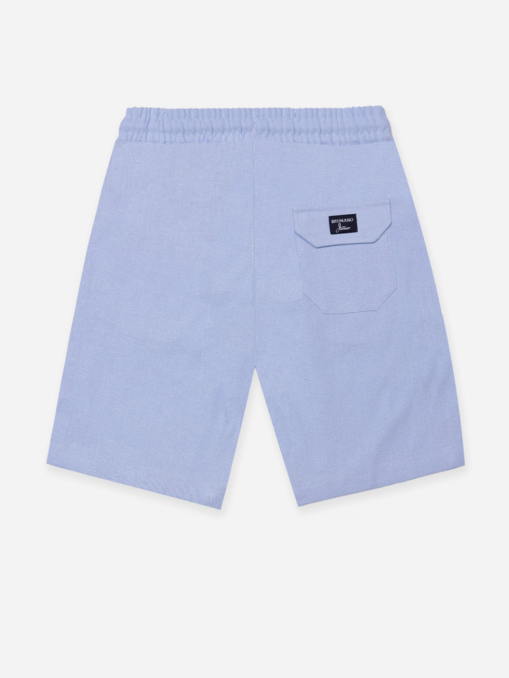 Steel Blue Linen Casual Shorts - Junior