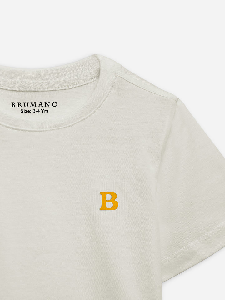 Stone Beige 100% Cotton Casual Tee Brumano Pakistan