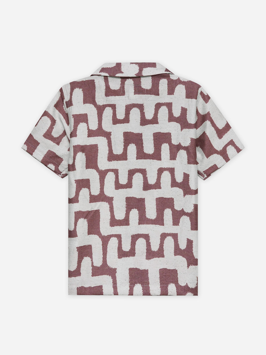 Tea Pink & Beige Abstract Printed Cuban Collar Shirt - Junior