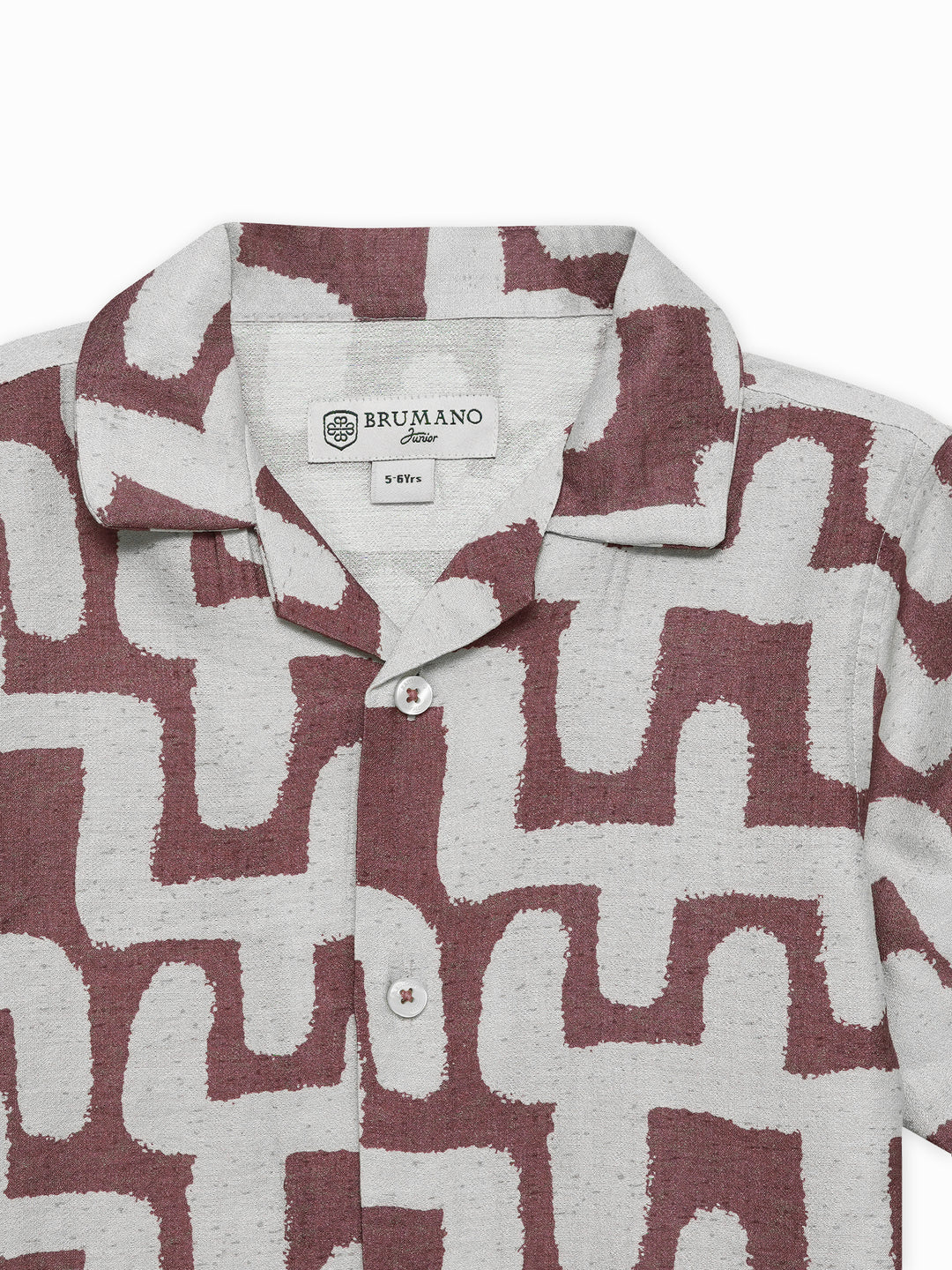 Tea Pink & Beige Abstract Printed Cuban Collar Shirt - Junior