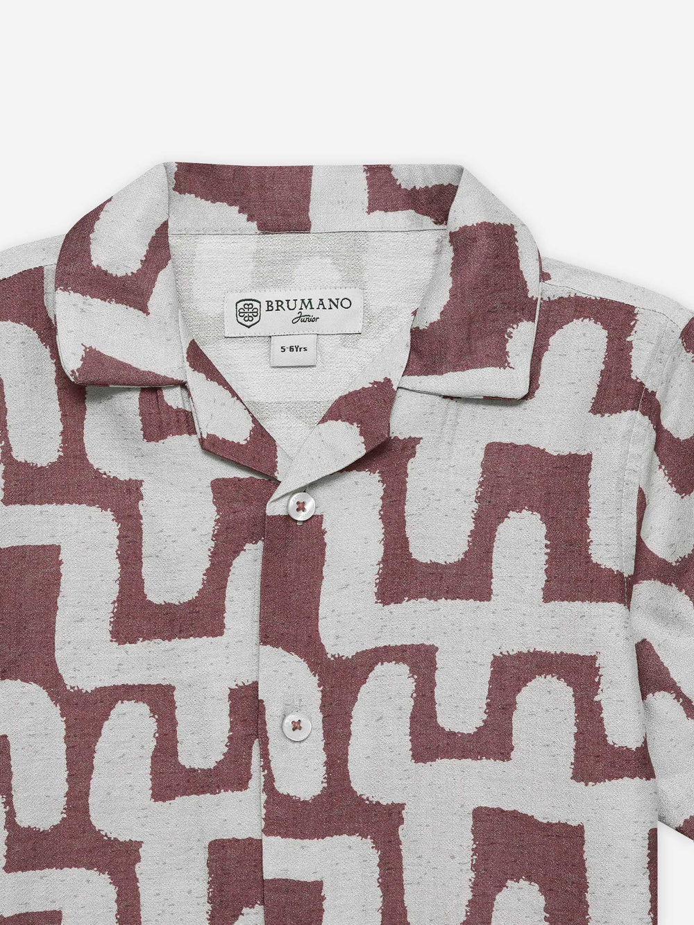 Tea Pink & Beige Abstract Printed Cuban Collar Shirt - Junior