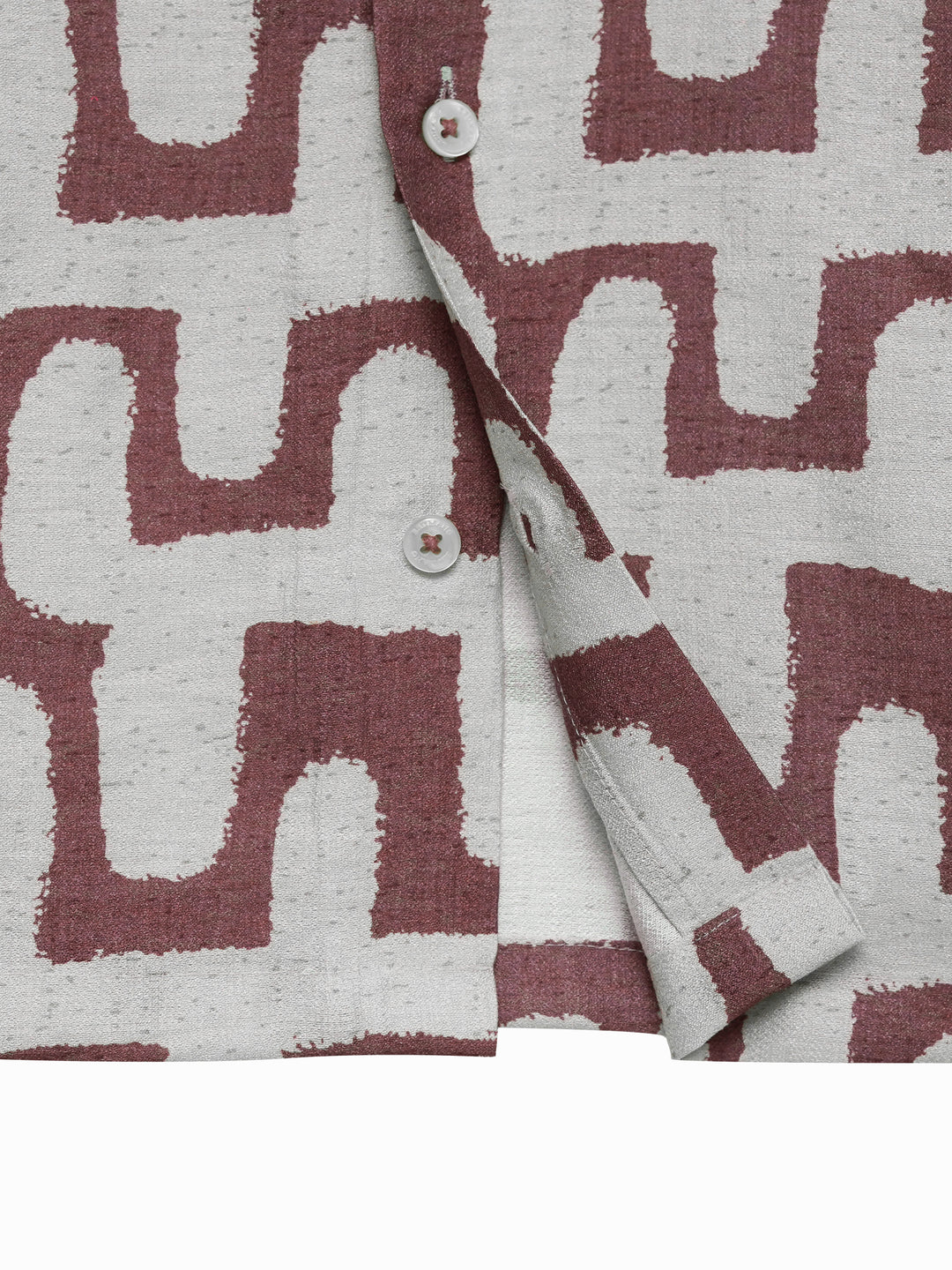 Tea Pink & Beige Abstract Printed Cuban Collar Shirt - Junior