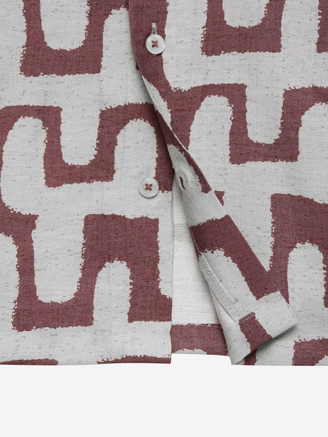 Tea Pink & Beige Abstract Printed Cuban Collar Shirt - Junior