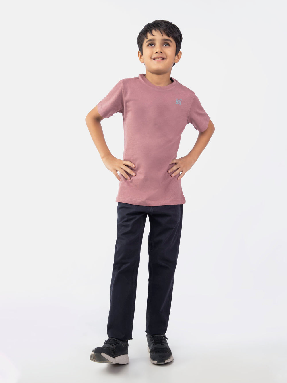 Tea Pink Basic Crew Neck Casual T-Shirt