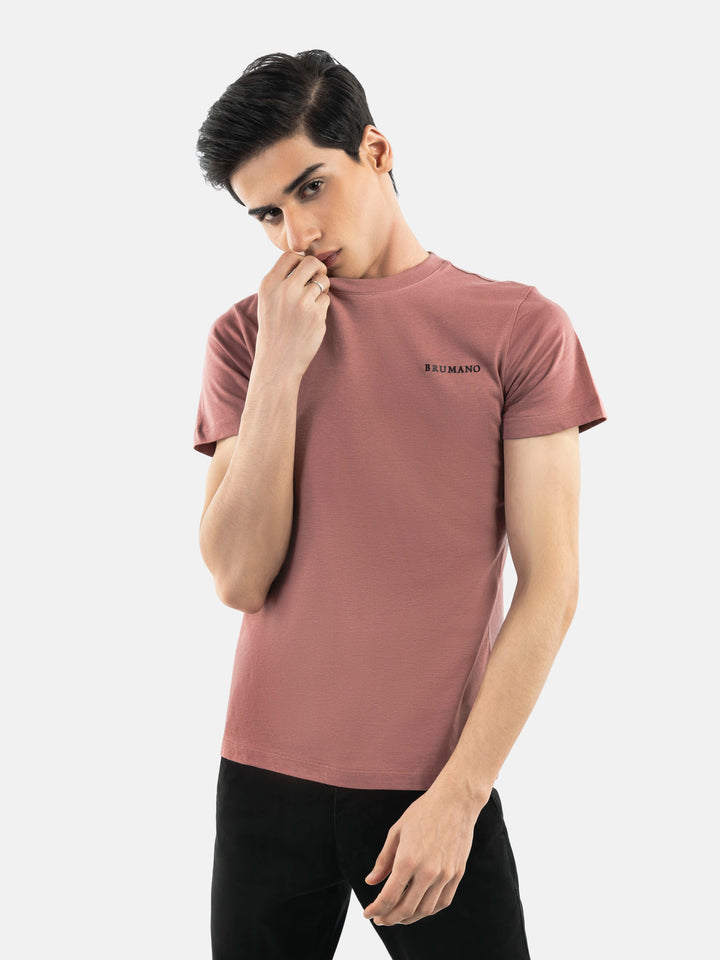 Tea Pink Basic Crew Neck T-Shirt Brumano Pakistan