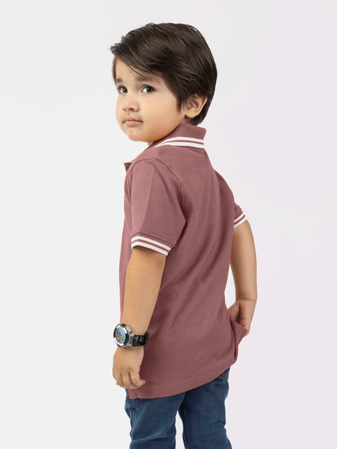 Tea Pink Pique Casual Tipped polo