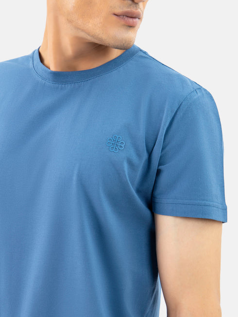 Teal Blue 100% Combed Cotton Crew Neck T-Shirt Brumano Pakistan