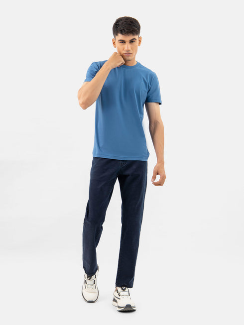 Teal Blue 100% Combed Cotton Crew Neck T-Shirt Brumano Pakistan