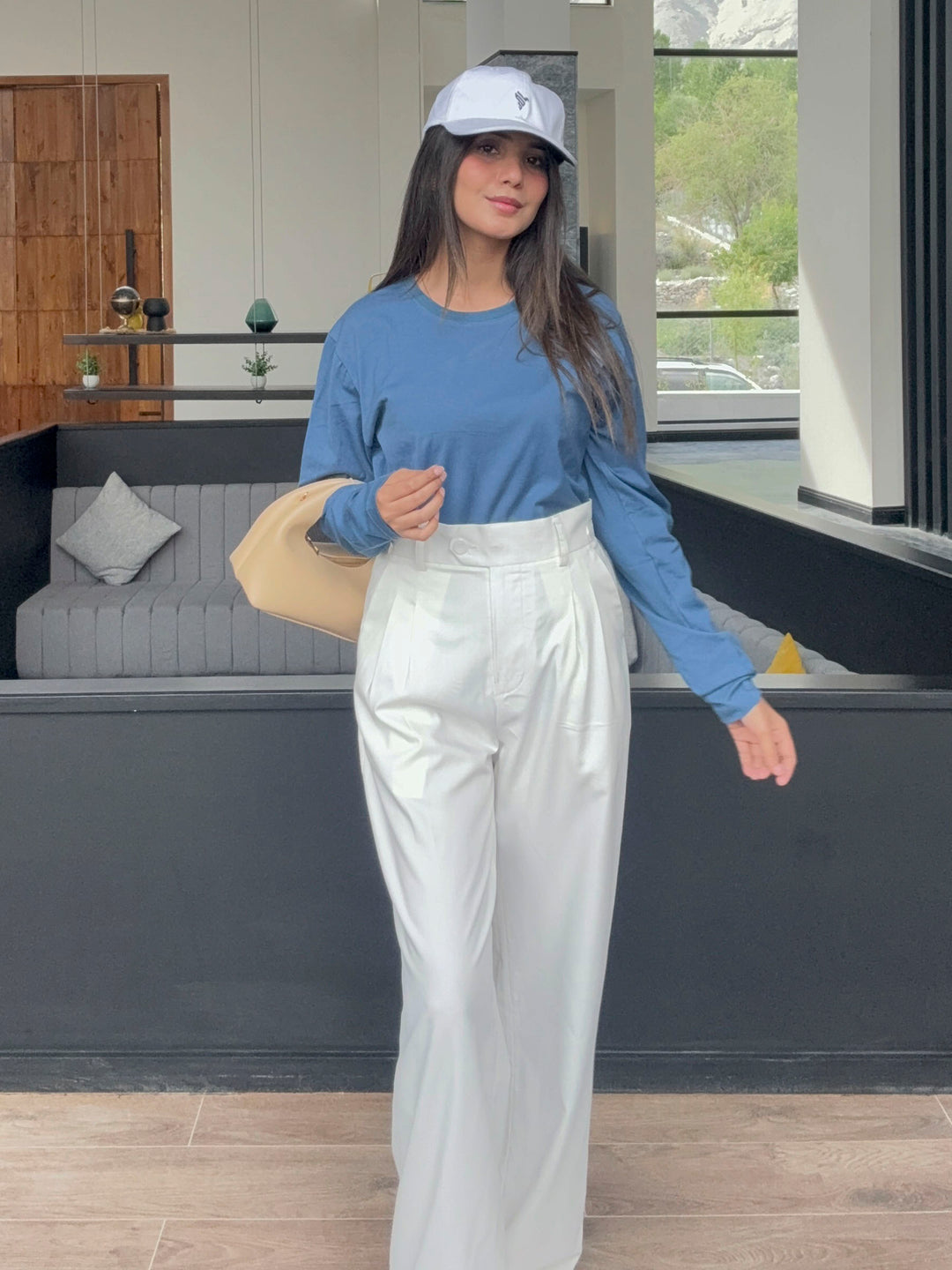 Teal Blue Long Sleeve Crew Neck T-Shirt - Women