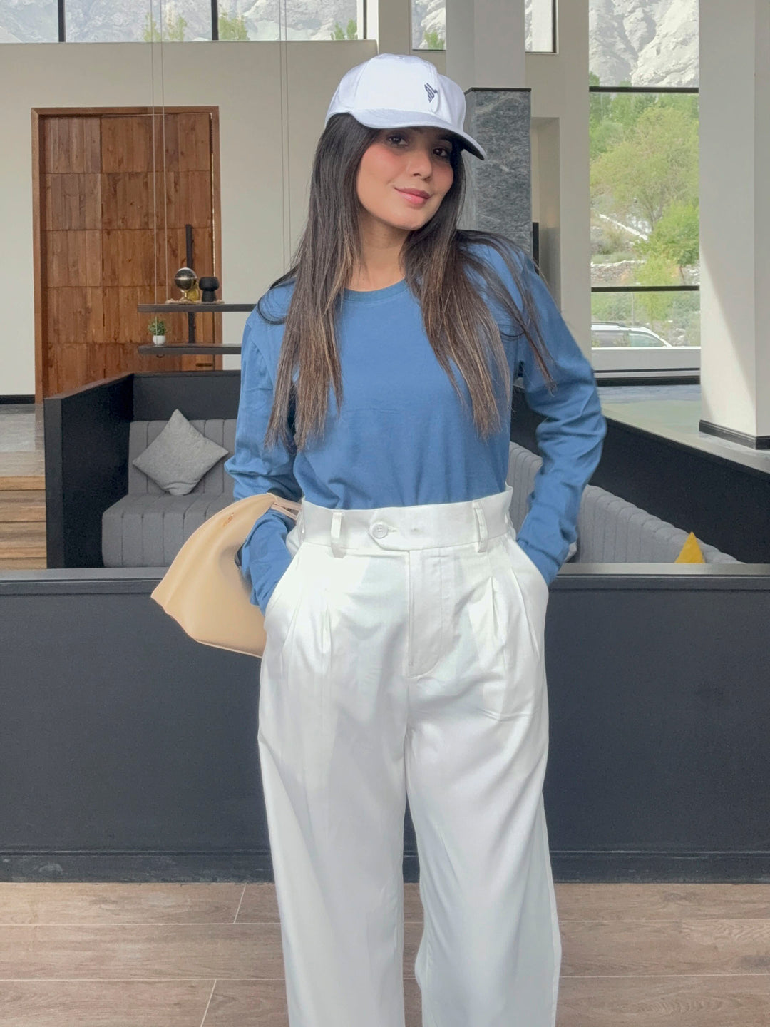 Teal Blue Long Sleeve Crew Neck T-Shirt - Women