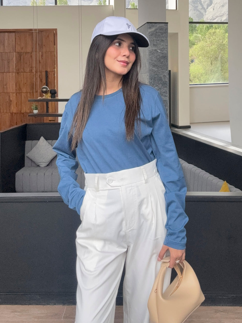 Tealbluelongsleevecrewneckt shirt womenbrumanopakistan5