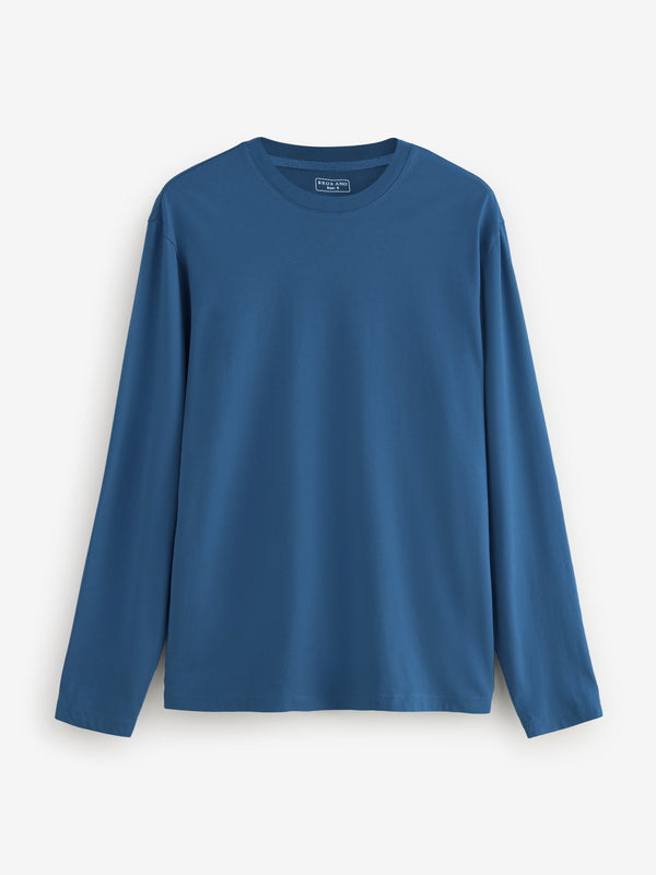 Teal Blue Long Sleeve Crew Neck T-Shirt