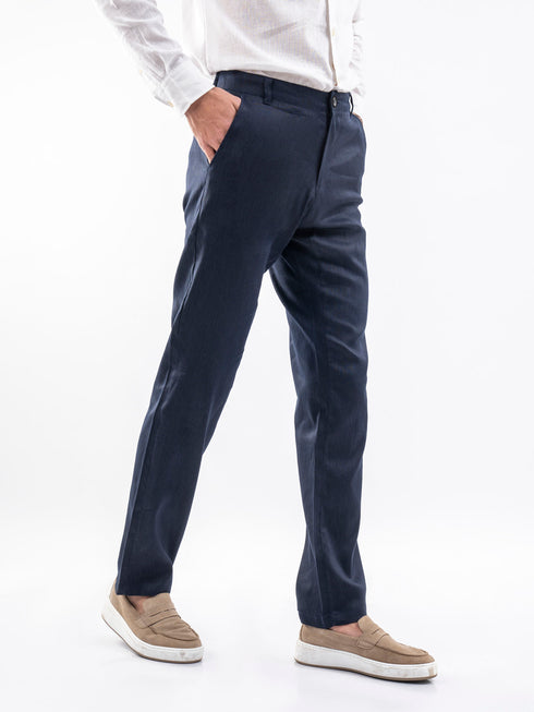 Navy Blue 100% Linen Chinos