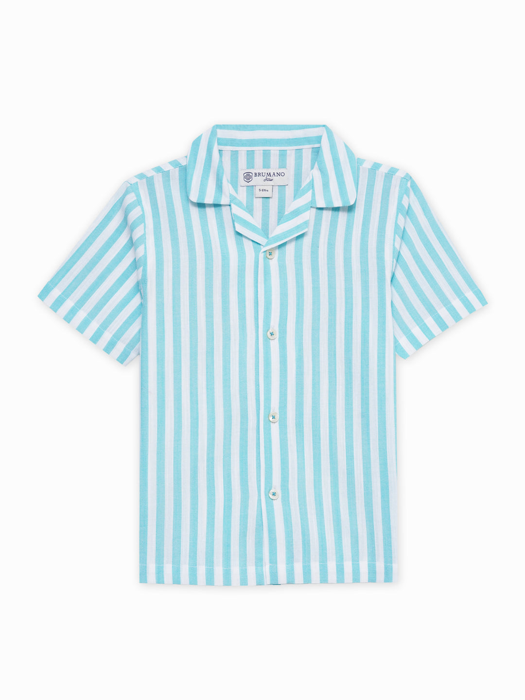 Turquoise blue striped cuban collar shirt junior brumano
