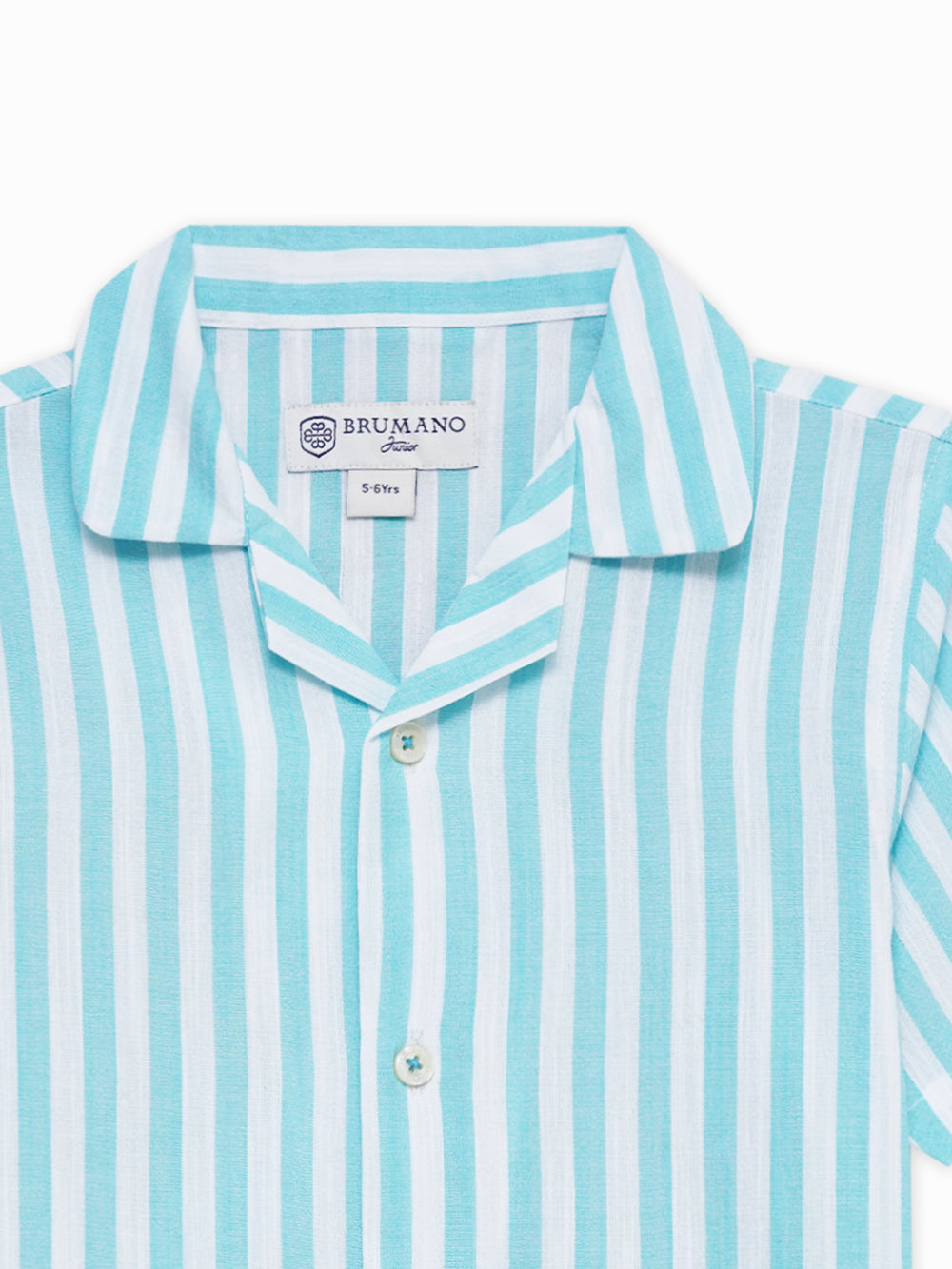 Turquoise blue striped cuban collar shirt junior brumano1