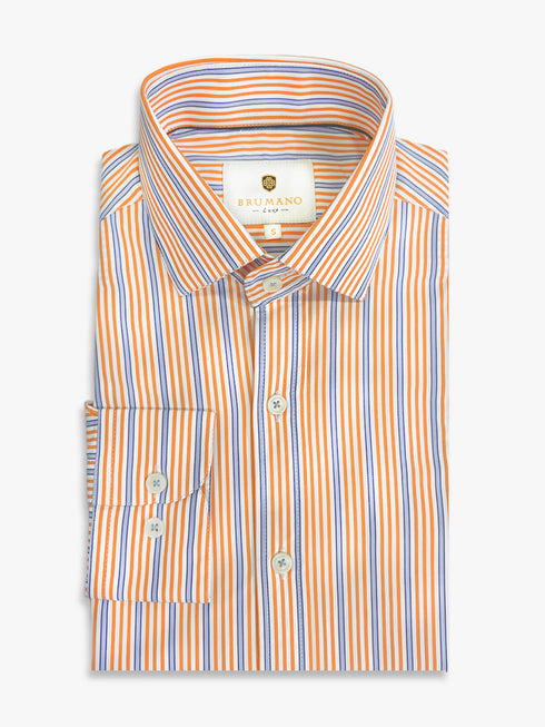 Orange & Purple Striped Formal Shirt - Luxe
