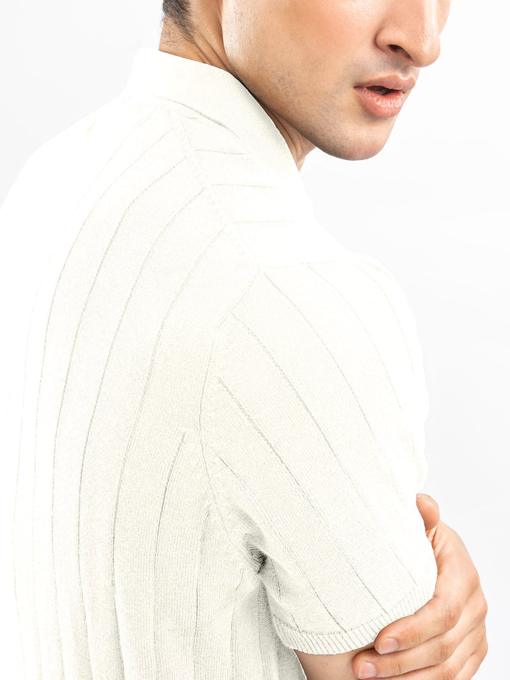 Vanilla Drop Needle Flat Knit Polo