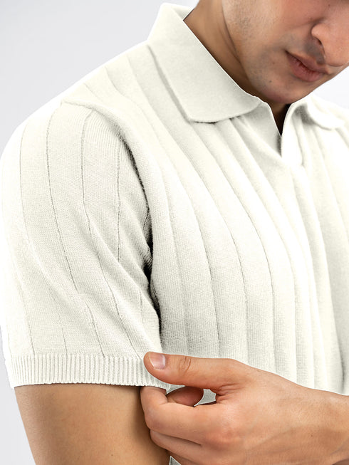 Vanilla Drop Needle Flat Knit Polo