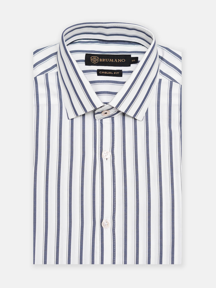 Men's white Bengal striped formal shirt