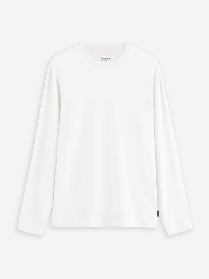 white long sleeve crew neck t-shirt front view