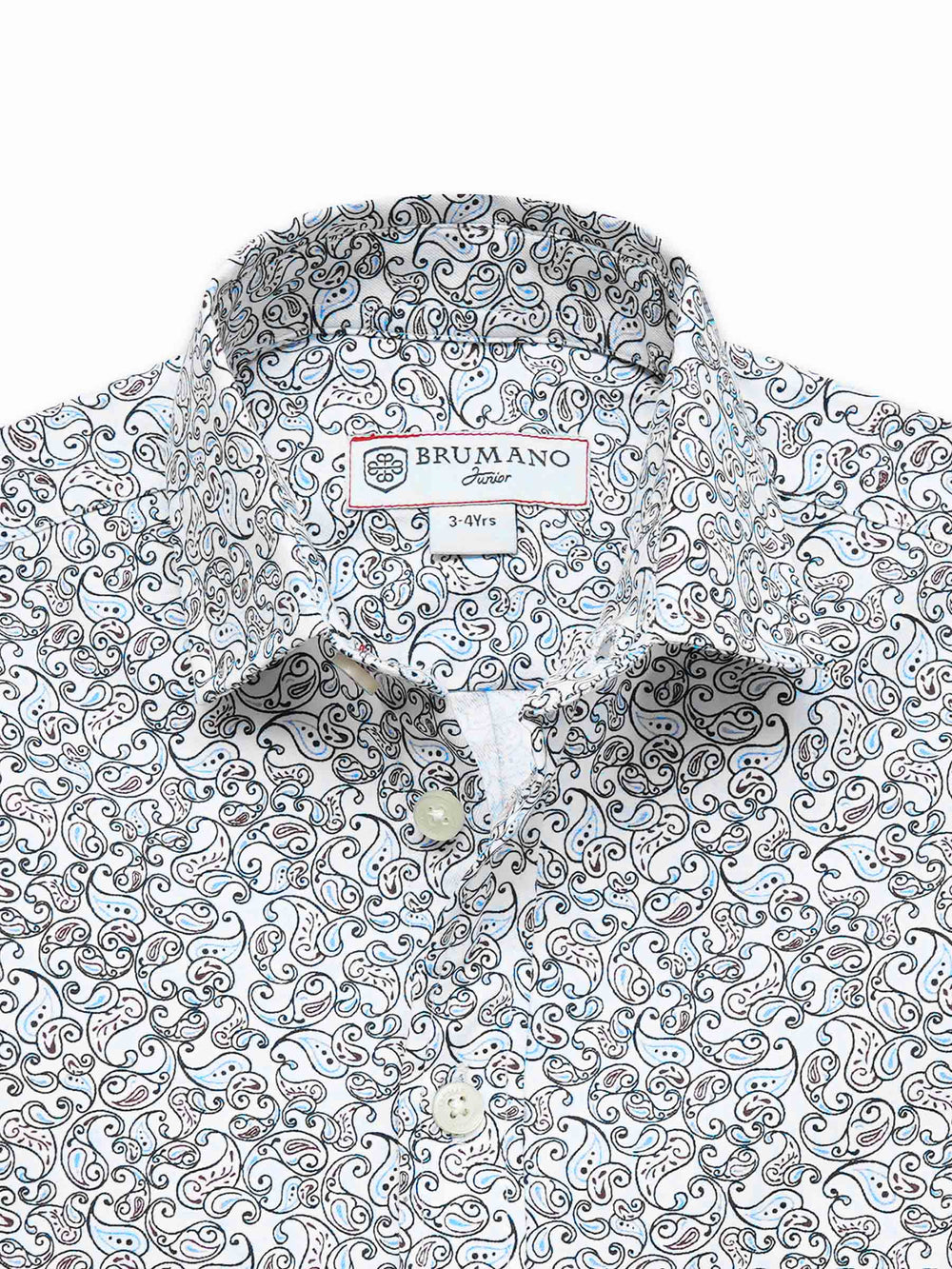 White & Blue Paisley Printed Long Sleeve Shirt - Junior