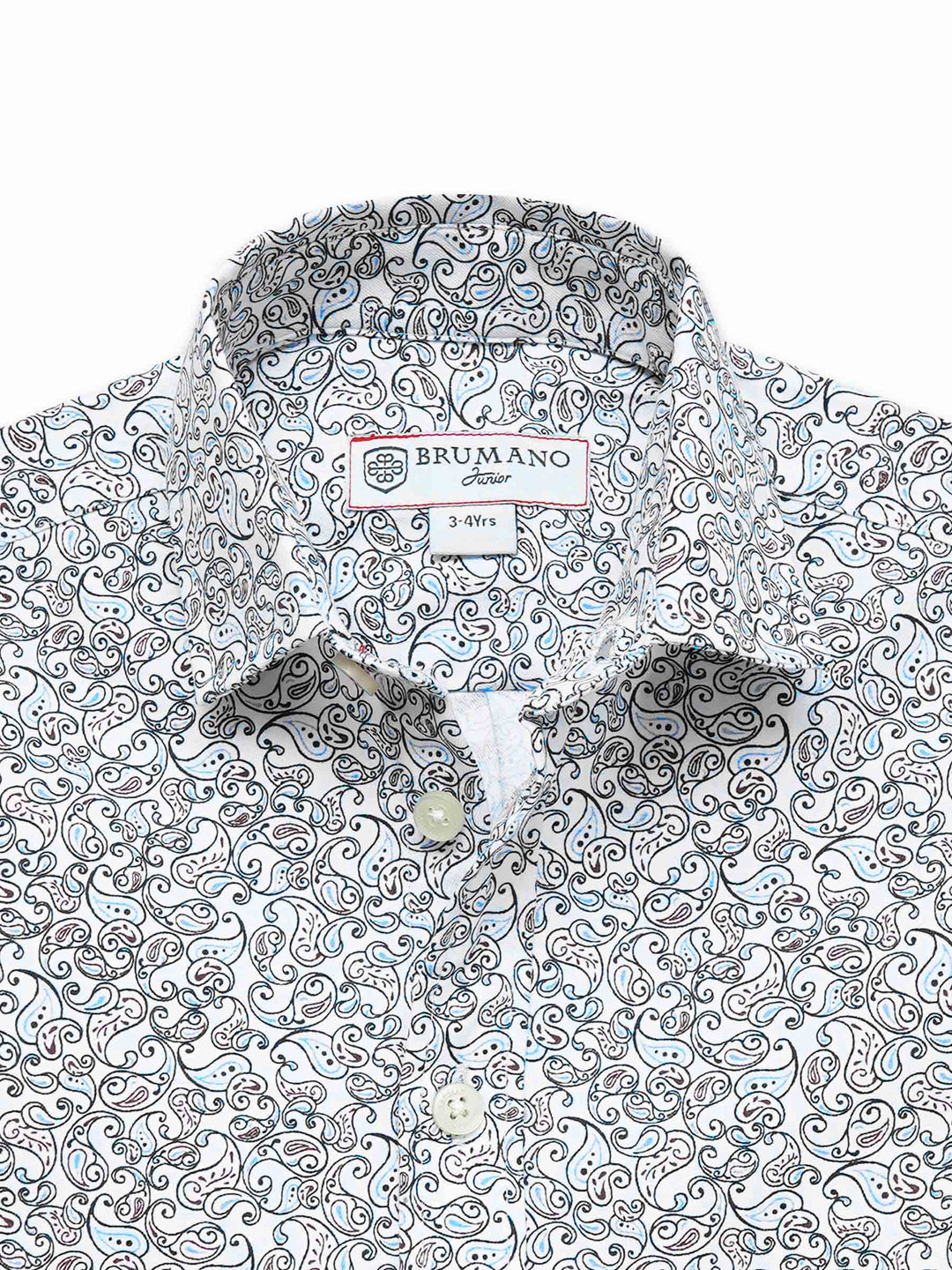 White & Blue Paisley Printed Long Sleeve Shirt - Junior