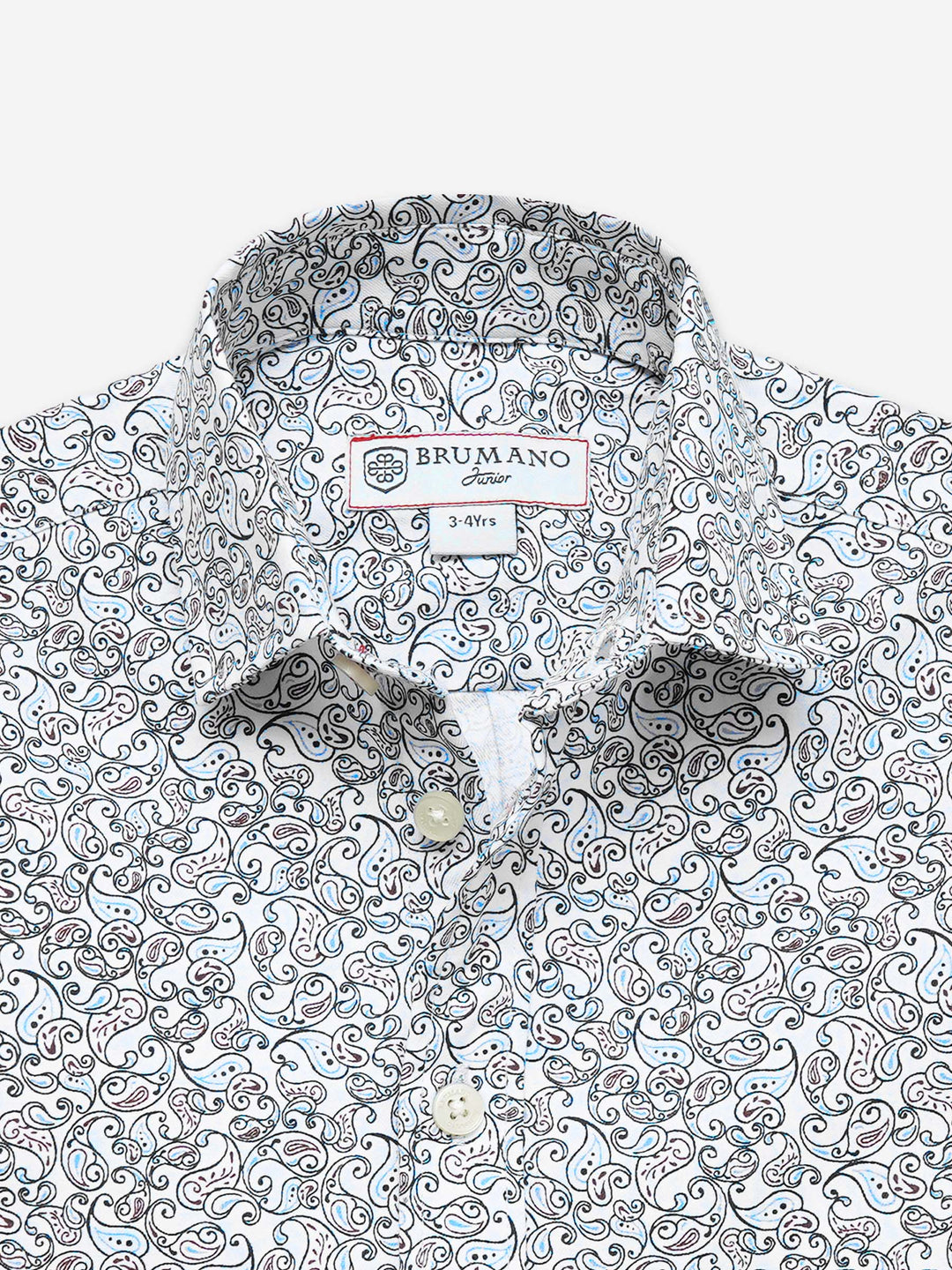 White & Blue Paisley Printed Long Sleeve Shirt - Junior