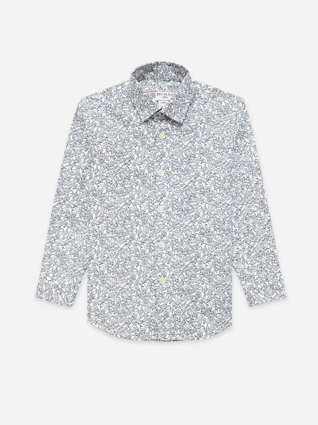 White & Blue Paisley Printed Long Sleeve Shirt - Junior