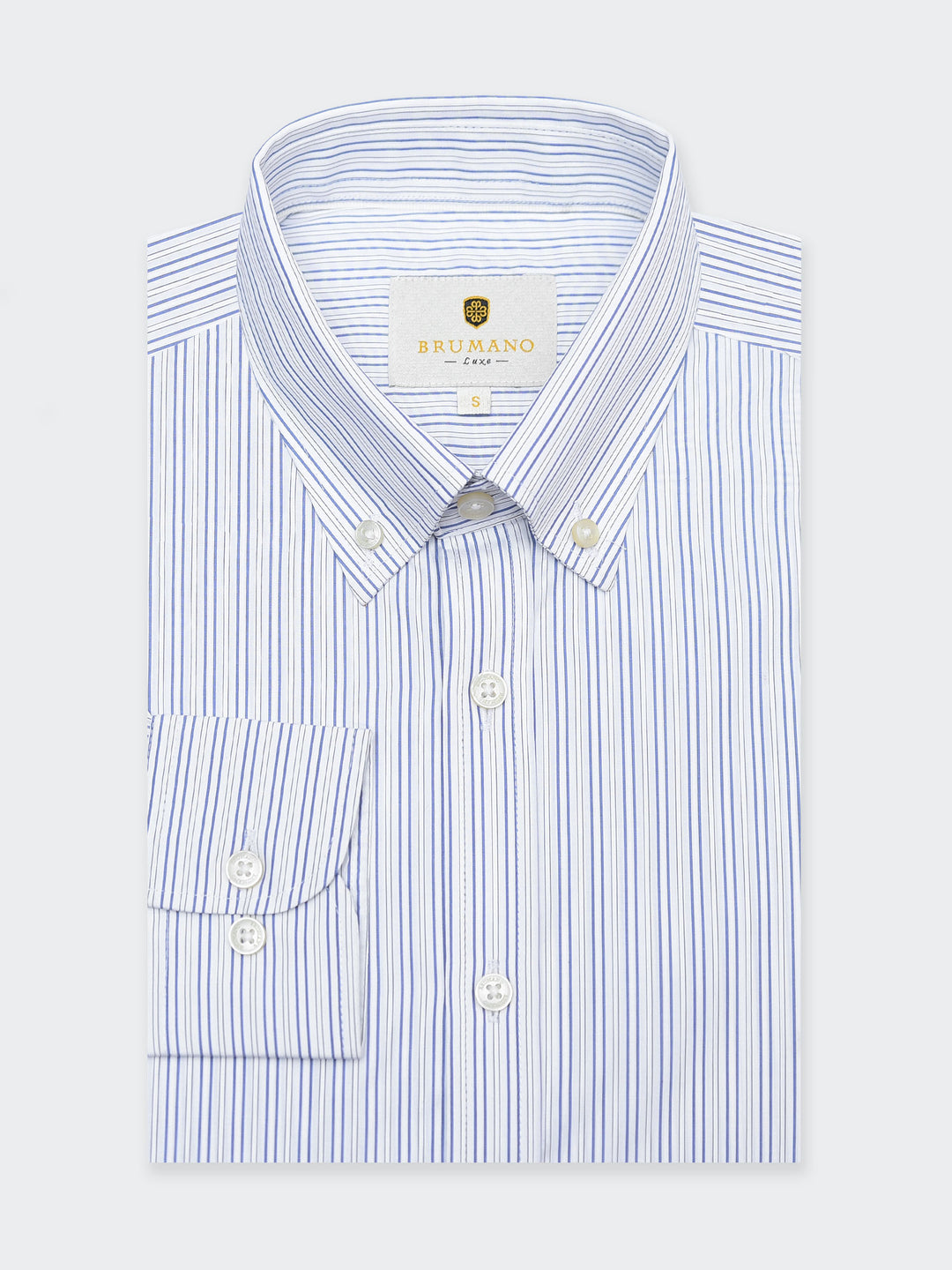 White & Blue Striped Button Down Formal Shirt - Luxe