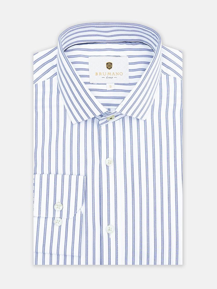 White & Blue Striped Super Fine Shirt - Luxe